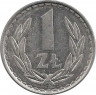 Реверс. Монета. Польша. 1 злотый 1975 год.