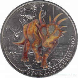 Монета. Австрия. 3 евро 2021 год. Стиракозавр.
