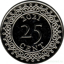 Монета. Суринам. 25 центов 2021 год.