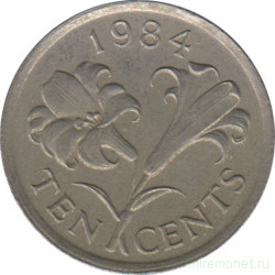 Монета. Бермудские острова. 10 центов 1984 год.