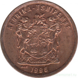 Монета. Южно-Африканская республика (ЮАР). 2 цента 1996 год.