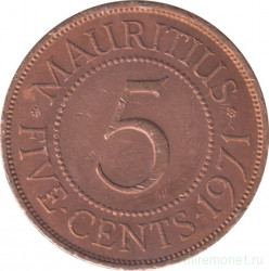 Монета. Маврикий. 5 центов 1971 год.