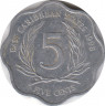 Монета. Восточные Карибские государства. 5 центов 1998 год. ав.