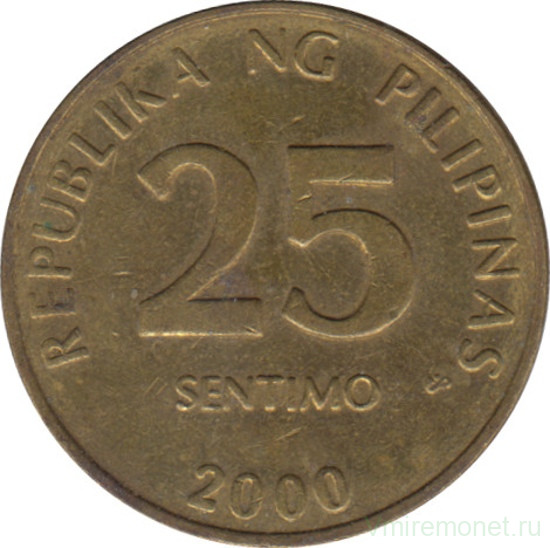 Монета. Филиппины. 25 сентимо 2000 год.
