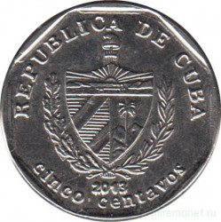 Монета. Куба. 5 сентаво 2013 год (конвертируемый песо).