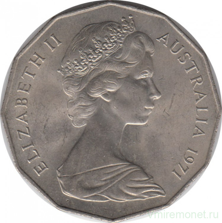 Монета. Австралия. 50 центов 1971 год.