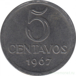 Монета. Бразилия. 5 сентаво 1967 год.