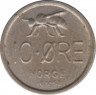  Монета. Норвегия. 10 эре 1958 год. ав.