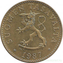 Монета. Финляндия. 50 пенни 1987 год (M).