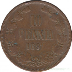 Монета. Русская Финляндия. 10 пенни 1897 год.