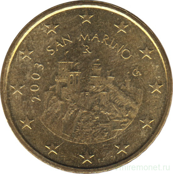 Монета. Сан-Марино. 50 центов 2003 год.