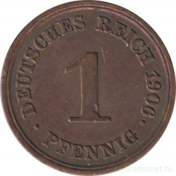 Монета. Германия (Германская империя 1871-1922). 1 пфенниг 1906 год. (Е).