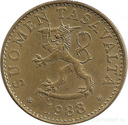 Монета. Финляндия. 50 пенни 1988 год.