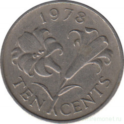 Монета. Бермудские острова. 10 центов 1978 год.