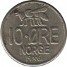  Монета. Норвегия. 10 эре 1961 год. ав.