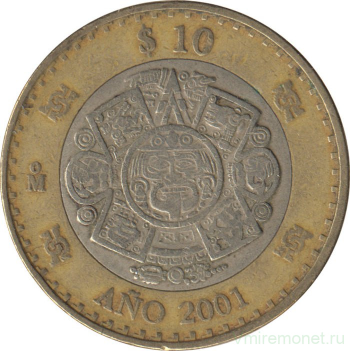 Монета. Мексика. 10 песо 2001 год. Милениум.