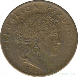 Монета. Перу. 5 сентаво 1964 год.