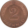 Монета. ФРГ. 2 пфеннига 1973 год. Монетный двор - Мюнхен (D). рев.