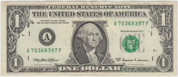 Банкнота. США. 1 доллар 1999 год. А. Тип 504.