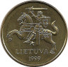 Аверс.Монета. Литва. 50 центов 1999 год.
