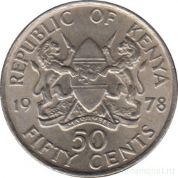 Монета. Кения. 50 центов 1978 год. Старый тип.