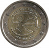 Монета. Италия. 2 евро 2009 год. 10 лет введения евро. ав.