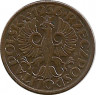 Реверс.Монета. Польша. 1 грош 1936 год.