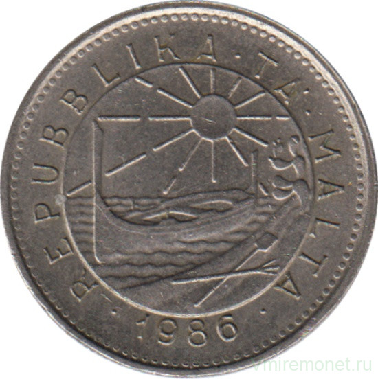 Монета. Мальта. 5 центов 1986 год.
