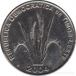 Монета. Восточный Тимор. 5 сентаво 2004 год.