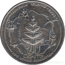 Монета. Австралия. 20 центов 2001 год. Столетие конфедерации. Остров Норфолк.