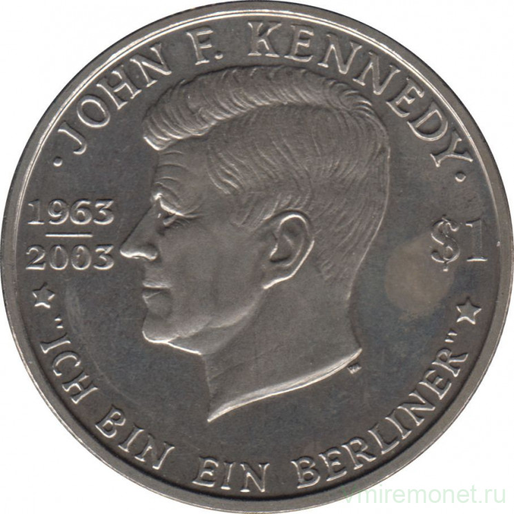 Монета. Великобритания. Британские Виргинские острова. 1 доллар 2003 год. 40 лет со дня убийства Кеннеди.