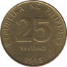 Монета. Филиппины. 25 сентимо 1995 год. ав.