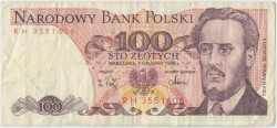 Банкнота. Польша. 100 злотых 1988 год. Людвиг Варинский. Тип 146e.