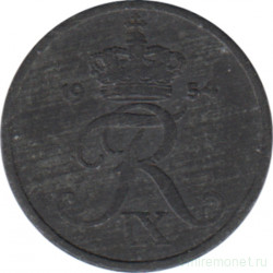 Монета. Дания. 1 эре 1954 год.