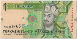 Банкнота. Туркменистан. 1 манат 2014 год.