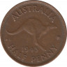 Монета. Австралия. Полпенни 1943 год. Под портретом точка. ав.