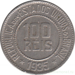 Монета. Бразилия. 100 рейсов 1935 год.