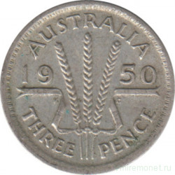 Монета. Австралия. 3 пенса 1950 год.