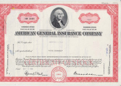 Акция. США. "AMERIGAN GENERAL INSURANCE COMPANY". 500 акций 1969 год.