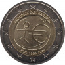  Монета. Австрия. 2 евро 2009 год. 10 лет экономическому и валютному союзу. ав.