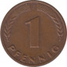 Монета. ФРГ. 1 пфенниг 1970 год. Монетный двор - Штутгарт (F). рев.
