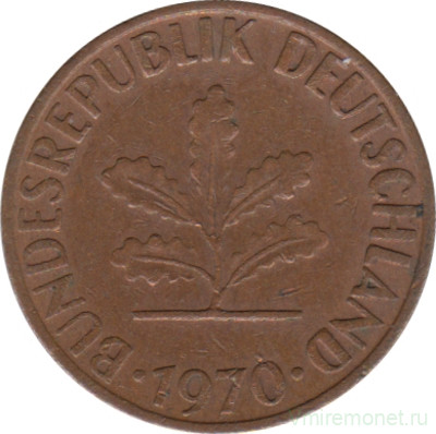 Монета. ФРГ. 1 пфенниг 1970 год. Монетный двор - Штутгарт (F).