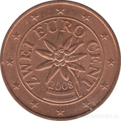 Монета. Австрия. 2 цента 2008 год.