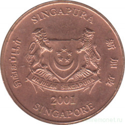 Монета. Сингапур. 1 цент 2001 год.