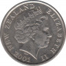 Монета. Новая Зеландия. 10 центов 2001 год. ав.