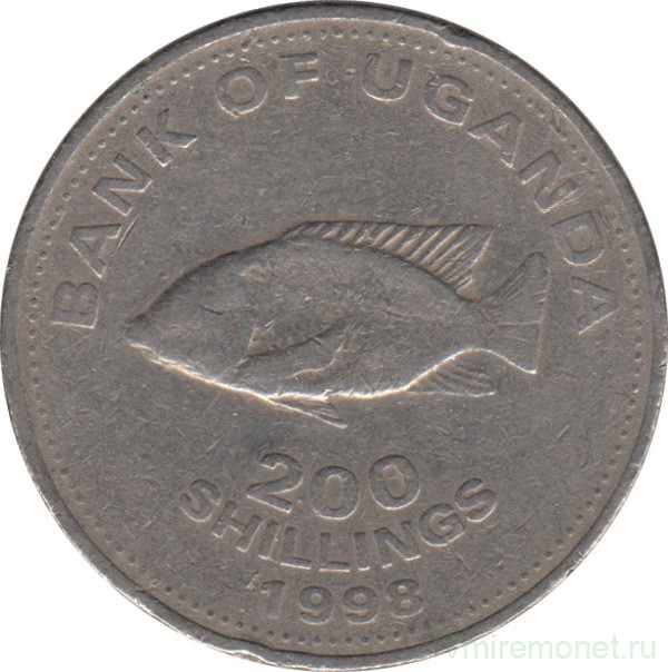 Монета. Уганда. 200 шиллингов 1998 год.