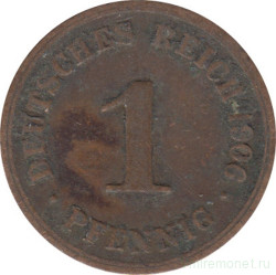 Монета. Германия (Германская империя 1871-1922). 1 пфенниг 1906 год. (F).