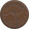 Монета. Австралия. Полпенни 1946 год. Под портретом точка. ав.