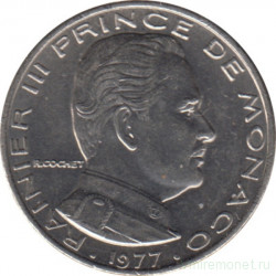 Монета. Монако. 1/2 франка 1977 год.