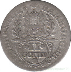 Монета. Гамбург (Германия). 2 шиллинга 1727 год.